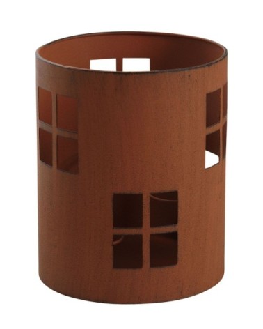 Photophore de jardin en métal rouillé