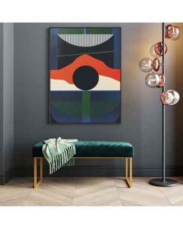 Banc 1 place en velours vert et acier doré