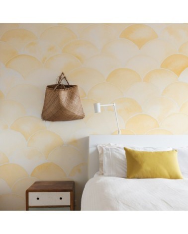 Papier peint panoramique écailles monochrome 170 x 250  jaune