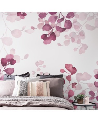 Papier peint panoramique eucalyptus 255 x 250  blanc