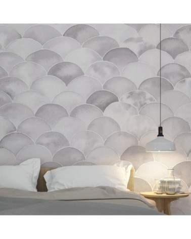 Papier peint panoramique écailles monochrome 170 x 250  gris