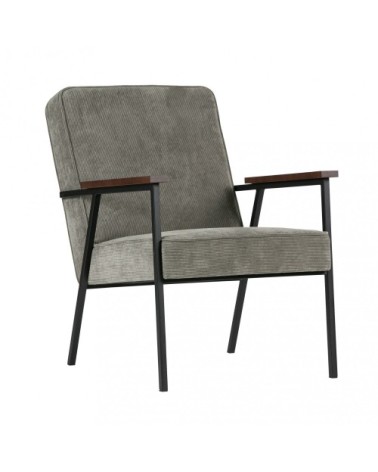 Fauteuil en velours côtelé et métal gris clair