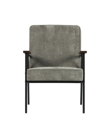 Fauteuil en velours côtelé et métal gris clair