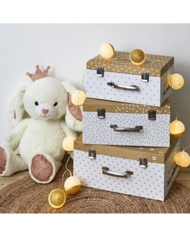 Set de 3 valisettes de rangement enfant étoiles