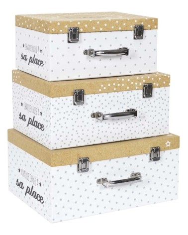 Set de 3 valisettes de rangement enfant étoiles