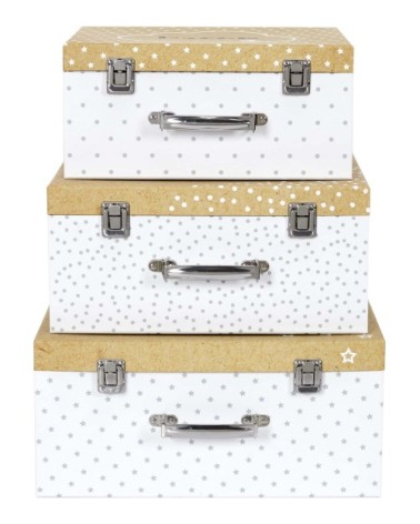 Set de 3 valisettes de rangement enfant étoiles