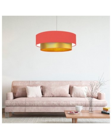Suspension Double laqué or et corail T 60 x H 30