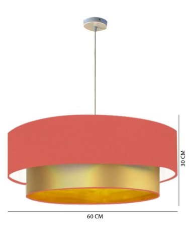 Suspension Double laqué or et corail T 60 x H 30
