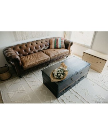 Tapis ethnique berbère en coton olive 170x240