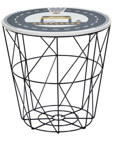 Corbeille de rangement filaire couvercle à motifs noir - circuit