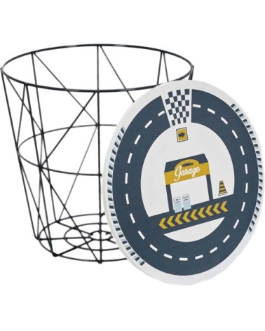 Corbeille de rangement filaire couvercle à motifs noir - circuit