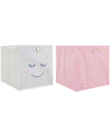 Cubes de rangement 30x30 cm (lot de 2) girly - rose et gris