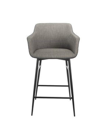 Tabouret en tissu gris et acier noir