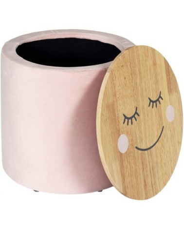 Pouf enfant en bois et velours moon