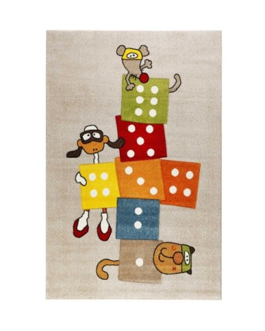 Tapis marelle enfant motif animaux multicolore 200x290