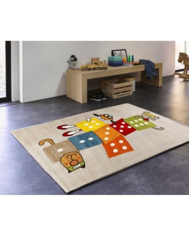 Tapis marelle enfant motif animaux multicolore 200x290