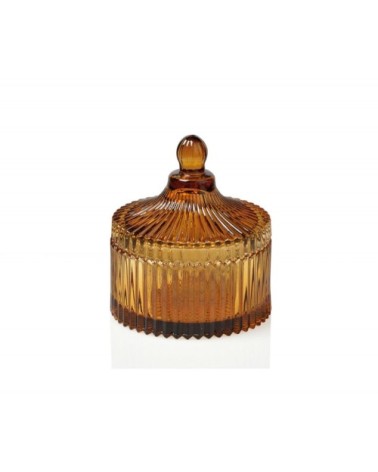 Boîte rangement salle de bain verre ambre 10,5x12cm