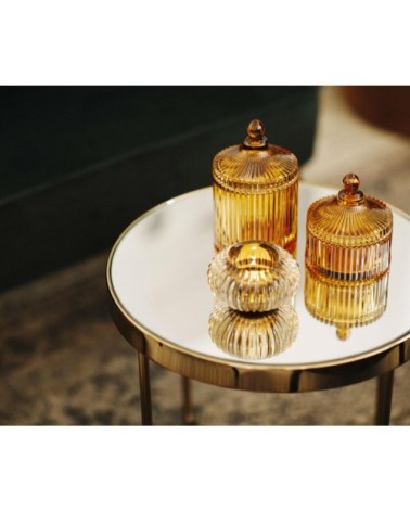 Boîte rangement salle de bain verre ambre 10,5x12cm