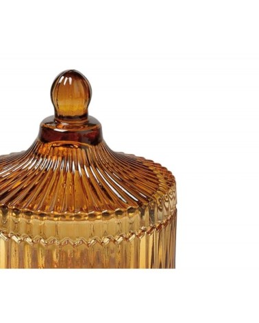 Boîte rangement salle de bain verre ambre 10,5x12cm