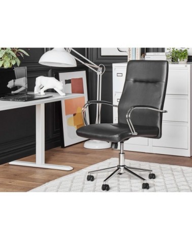 Chaise de bureau en cuir PU noir