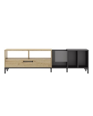 Meuble tv vinyle 190cm noir naturel