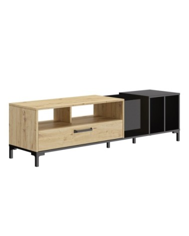 Meuble tv vinyle 190cm noir naturel