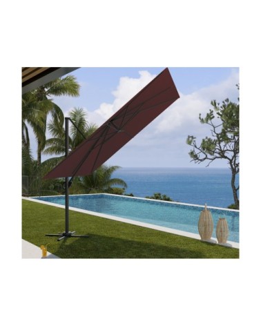 Parasol déporté 3x3m  - bordeaux en aluminium