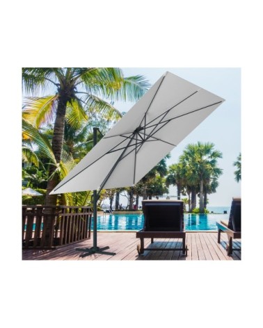 Parasol déporté 4x3m - gris perle - en aluminium