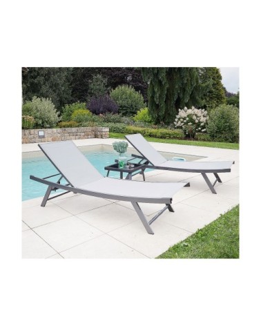 Bain de soleil  en acier gris perle