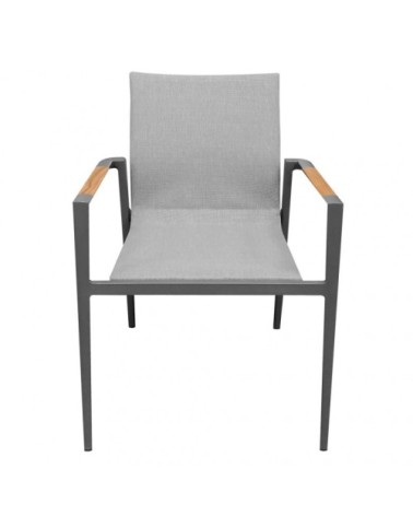 Lot de 2 chaises de jardin avec accoudoirs en teck et textilène