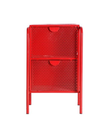 Table de chevet en fer rouge 41x37x66