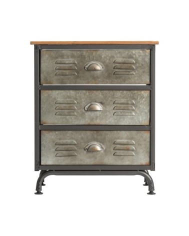 Table de chevet en fer et bois gris 54x37x66