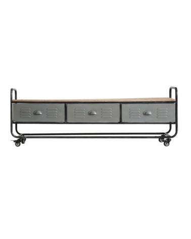 Meuble Tv en fer et bois de sapin  en gris 150x40x53 cm