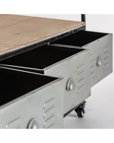 Meuble Tv en fer et bois de sapin  en gris 150x40x53 cm