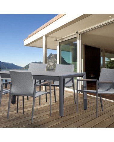 Table jardin plateau verre trempé pour 6 convives