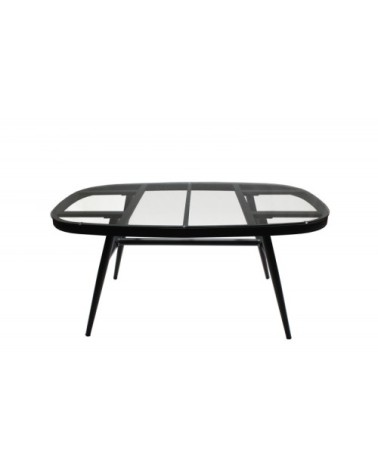 Table de jardin en aluminium gris plateau verre 6 places