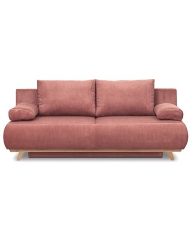 Canapé convertible 3 places en velours fines côtes terracotta