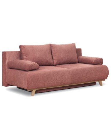 Canapé convertible 3 places en velours fines côtes terracotta