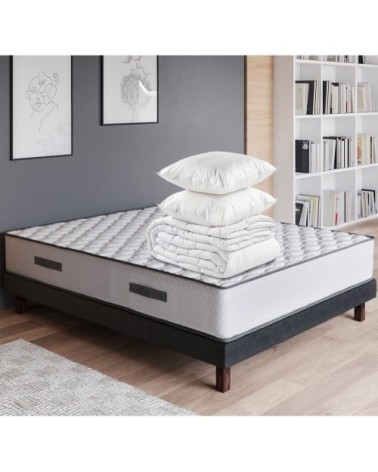 Ensemble Matelas 140x190 Ressorts Ensachés +Couette 240x220 +Oreillers