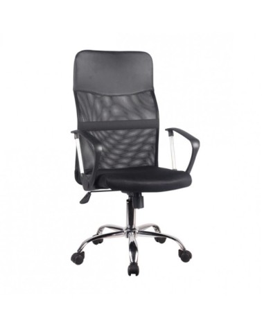 Fauteuil de bureau en mesh noir et métal chromé avec roulettes