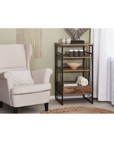 Étagère imitation bois foncé avec tiroir