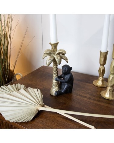 Chandelier palmier doré avec singe noir H19cm