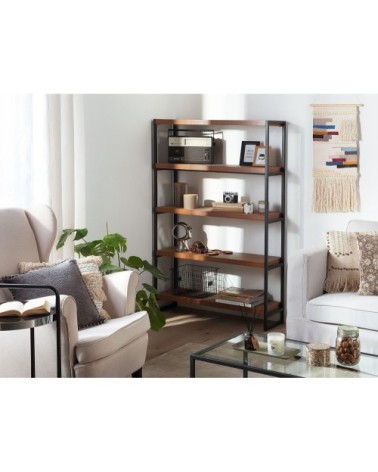 Étagère noire et bois foncé 4 rangées