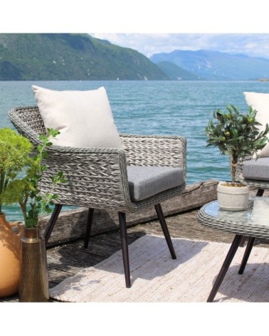 Fauteuil de jardin en aluminium et tressage gris