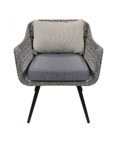 Fauteuil de jardin en aluminium et tressage gris