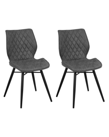 Lot de 2 chaises en tissu gris