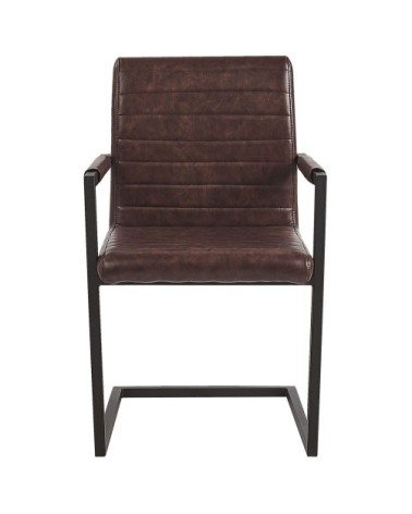 Lot de 2 chaises de salle à manger en cuir PU marron