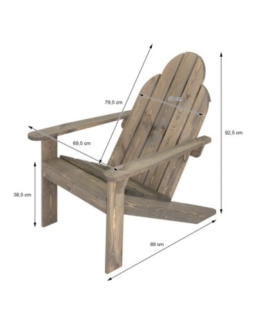 Fauteuil de jardin en bois gris 92,5 x 69,5 x 89 cm