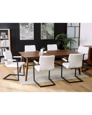 Lot de 2 chaises de salle à manger en cuir PU blanc cassé