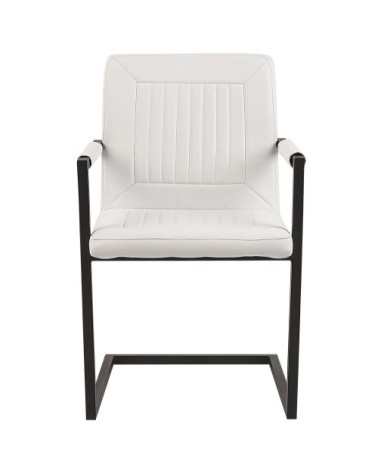 Lot de 2 chaises de salle à manger en cuir PU blanc cassé